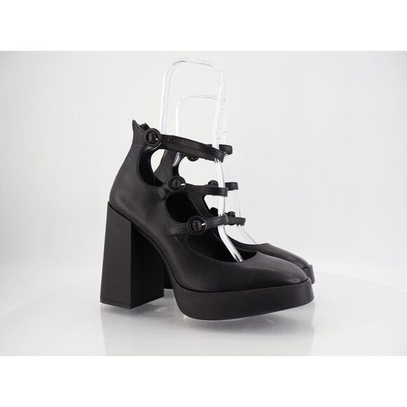 Larroude Alexa Gladiator Platform Heels Platform Pump Size 10 Black Leather Boho - Picture 1 of 14